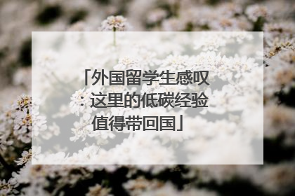 外国留学生感叹：这里的低碳经验值得带回国